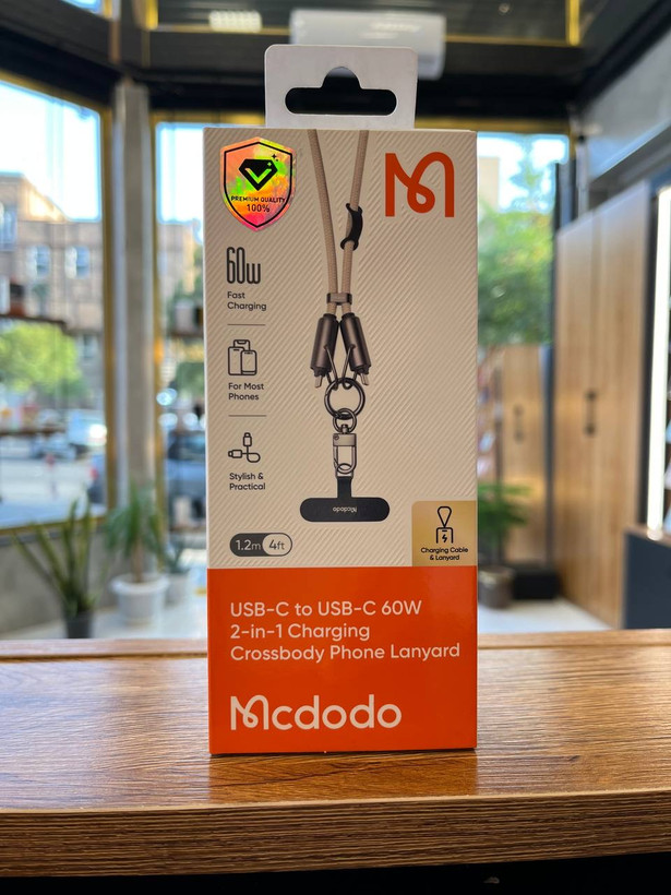 بند آویز موبایل و کابل شارژ تایپ سی به لایتنینگ 36 وات مک دودو مدل MCDODO CA-682طول 1.2متر